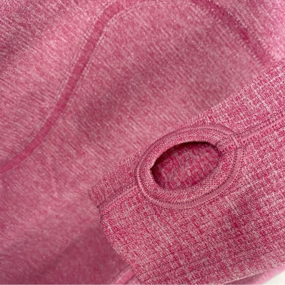 Lululemon Size 8 Swiftly Size Longsleeve Sparkly Pink Shirt Silverecent - Picture 7 of 7